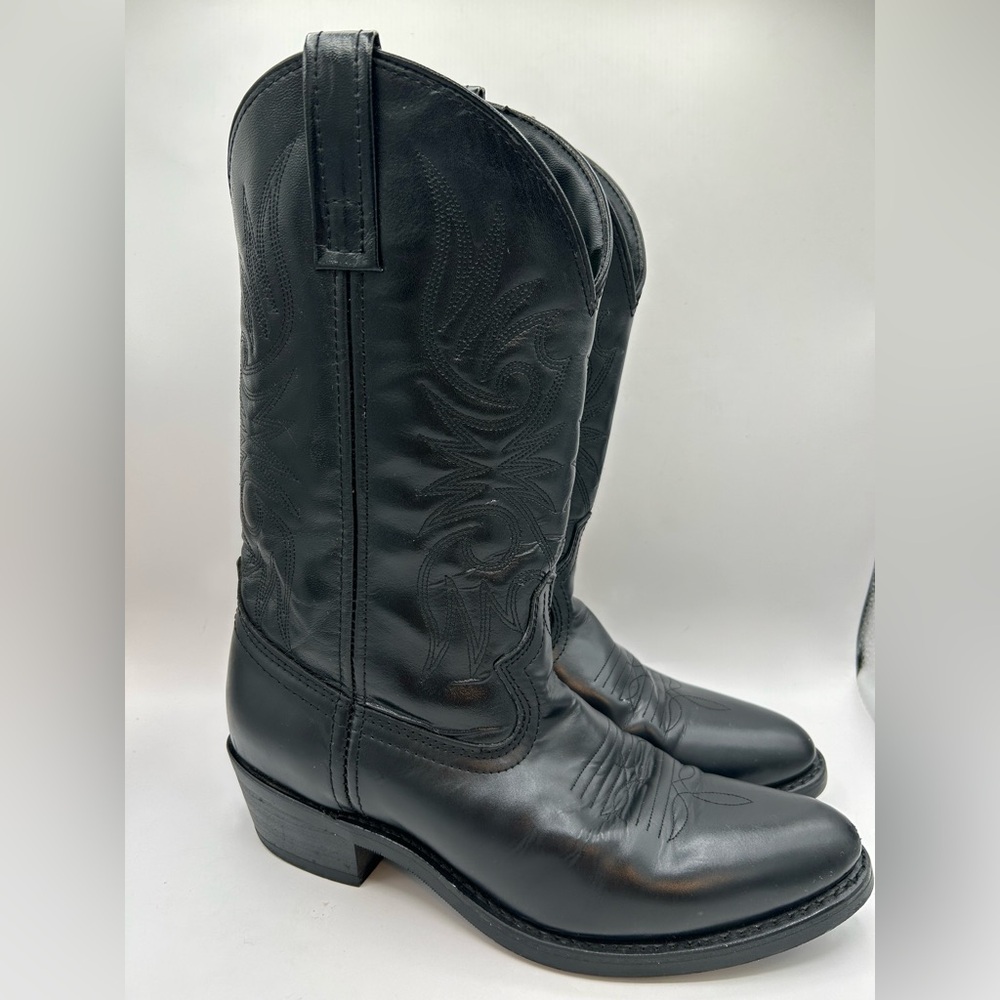 Laredo Boots 4240 Paris Lea Vamp Fox & Front Shaft Cowboy Black Leather Sz 9 - Picture 1 of 13